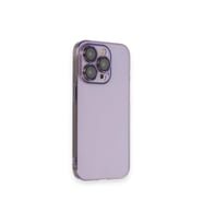 Uyumlu Model Apple iPhone 13 Pro Max Kılıf Hard Fit Şeffaf Sararmaz Lensli Kapak (Lila)