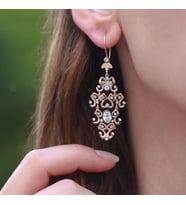 Dantel Desen Zirkon Taşlı Rose Gold Kaplama Gümüş Küpe