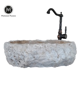 Traverten Şekilsiz Tasarım Lavabo