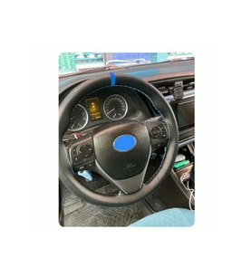 DİKİŞLİ DİREKSİYON KILIFI SİYAH DERİ MAVİ YÜZÜK/DİKİŞLİ TOYOTA COROLLA İÇİN
