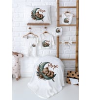 Pia Baby Premium İsmine Özel %100 Pamuk Yenidoğan Kız Bebek Hastane Çıkışı Hediye Seti 5002-02 (Ekru)