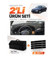 e-biz KİA SHUMA (1995-2003) Uyumlu Torpido Örtüsü + Tay Tüyü Bagaj Çantası Seti - Siyah - KI017