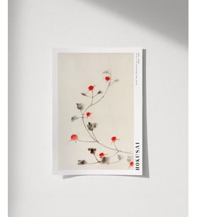 Çerçevesiz Poster Hokusai Asma Üzerinde Küçük Kırmızı Çiçekler