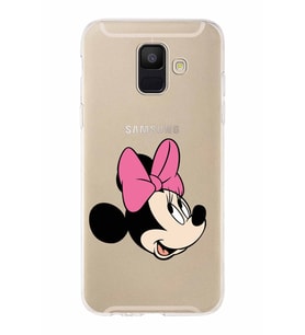 Samsung Galaxy A6 (2018)  Kapak Minnie Mouse Tasarımlı Şeffaf Silikon Kılıf