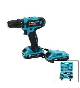 MAVİ 1250 RPM BN-5 F-136 CORDLESS DRILL FULL ŞARJLI=24V=5.0Ah - 2 BATARYA MATKAP SETİ ÇANTALI