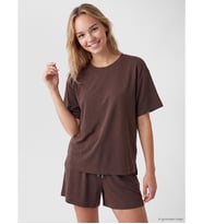 LCW DREAM Kahverengi Modal Karışımlı Kadın Şortlu Pijama Takımı