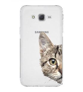 Samsung Galaxy J7 Uyumlu Kamera Korumalı Kapak Catface Tasarımlı  Şeffaf Silikon Kılıf
