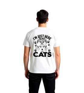 Erkek Kedi Baskılı Tişört Rahat Kesim Kısa Kol Yuvarlak Yaka Komik Yazı Desen Modern Günlük Stil