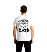Erkek Kedi Baskılı Tişört Rahat Kesim Kısa Kol Yuvarlak Yaka Komik Yazı Desen Modern Günlük Stil