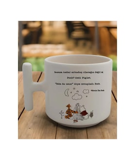 Beyaz T Kulp Sonsuza Kadar Arkadaş Olacağız Pooh 2 Latte Fincan Modelleri