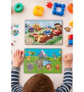 Okul Öncesi Başlangıç Yapboz Lunapark Maceram ve Safari Ahşap Puzzle Set