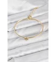 Zirkon Taşlı Yonca Model Gold Renk Kadın Bileklik - TJ-BB8235