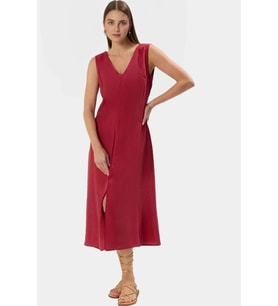 Nefes Alabilir Polyester Dokuma Midi Elbise Rahat Günlük Kullanım Konforlu Kesim Uzun Ömürlü