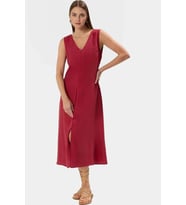 Nefes Alabilir Polyester Dokuma Midi Elbise Rahat Günlük Kullanım Konforlu Kesim Uzun Ömürlü