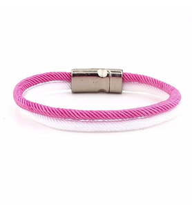 PEMBE BEYAZ İKİ SIRALI METAL MIKNATISLI ERKEK BİLEKLİK M014B