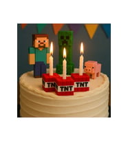 Minecraft TNT Mumluk – Doğum Günü Pastası Süsü – Parti Aksesuar