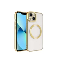 Apple iPhone 13 Uyumlu Kılıf M-safe Wireless Şarj Özellikli Zore Setro Silikon (Gold)