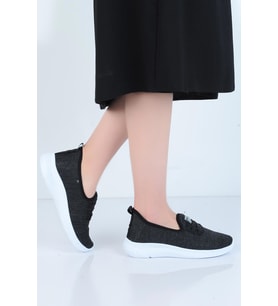 Ayakcenter 066 Psm Syh-Byz Bağsız Yazlık Kadın Sneaker Ayakkabı (Siyah)