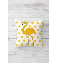 Puantiye Flamingo Desen Çift Tarafı Baskılı Gizli Fermuar Yastık Kılıfı Kırlent Koltuk Yastık Kılıfı (Beyaz-Sarı)