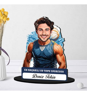 Kişiye Özel Erkek Su Topu Oyuncusuna Hediye Karikatürlü Biblo