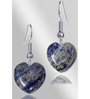 Sertifikalı Kalp Model Lapis Lazuli Taşı Doğal Taş Küpe (Çok Renkli)