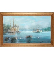 Çerçeveli Paspartulu Manzara Tablo bm0912 (Gold)