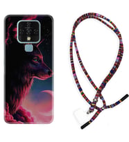 Tecno Camon 16 18P Pova Kılıf Boyun Asklı Rasta Silikon Wolf and Moon 1380