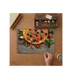 Sebzeli Pizza - Lezzetli Yiyecekler Tasarımı 240 parça Ahşap Puzzle Ahşap Kutuda MP02515
