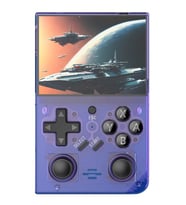 DR35 Plus Retro Oyun Konsolu Linux Sistemi 64G Kart 15000+ Oyun, 3.5 inç IPS Ekran Mor (Şeffaf)