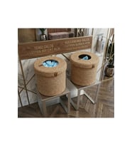2'Lİ GALOŞ SEPETİ HASIR RENGİ 25CM*25CM