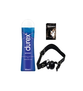 Durex Hisset Pürüzsüz Hazlar 50 ml Jel + Siyah Deri Ağız Topu + Hediye
