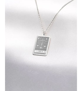 Kişiye Özel Terazi Burcu Tarot Kart Kolye 925K Gümüş