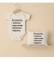 Pia Baby B22 %100 Pamuk ANNEM Yazılı Bebek Body Ve Yastık Kılıfı (Ekru)