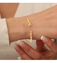 Kişiye Özel 925 Ayar Gümüş Çift İsim Bileklik (Gold)