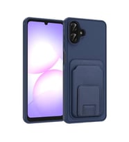 Coverzone Samsung Galaxy A07 ile Uyumlu K?l?f Z-Bikart Kart B�lmeli Standl? Kilif, Deri Dokulu Y�zey, Darbe Emici Kenar Koruma, Arka Kapak Tasar?m? Galaxy A07 kilif Lacivert