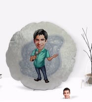 BK Gift Kişiye Özel Erkek Şarkıcı Karikatürlü Yuvarlak Dekoratif Kırlent Yastık-1
