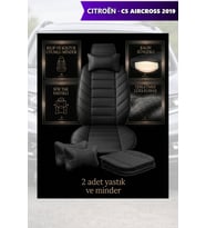 citron c5 aircross 2019 Koltuk ve Kılıf uyumlu Yastık Minder Siyah Lüks 2 Minder 2 Yastık
