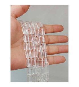 Bileklik Boy Kristal Kuvars Taşı 6.5x12mm Yarım Dizi (49918) (18CM UZUNLUĞUNDADIR)