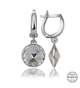 Swarovski Crystal Taşlı Gümüş Beyaz Sallantılı Kadın Küpe