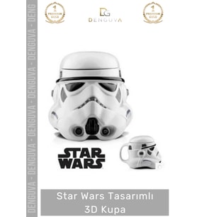 Premium Özel Tasarım Hediye Kutulu Star Wars Şekilli Seramik Kupa 14 x 15 cm 3D Bardak