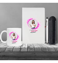 Kişiye Özel Kolay Yetişmiyor Seti Beyaz Defter & Metal Beyaz Tükenmez Kalem ve Kupa