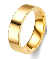 6mm Parlak Düz Model Unisex Kadın Erkek Çelik Alyans Yüzük cl39 (Sarı)