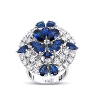 10.40 Karat Laboratuvar Pırlantalı Safir Yüzük - HRD Sertifikalı