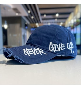 Valkyrie Unisex Lacivert Never Give Up Nakışlı Baseball Şapka Ayarlanabilir Vintage Streetwear Spor Kep