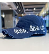 Valkyrie Unisex Lacivert Never Give Up Nakışlı Baseball Şapka Ayarlanabilir Vintage Streetwear Spor Kep