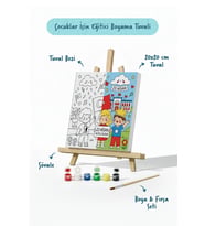 23 Nisan Temalı Çocuk Boyama Tuvali – Şövaleli Boya Seti 20x20