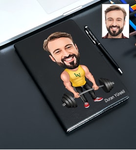 Kişiye Özel Fitness Tasarımlı Karikatür Defter Ve Kalem Seti 57
