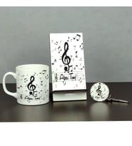 Müzik Öğretmenine Hediye Üçlü Set (Kupa + Telefon Standı + Anahtarlık)