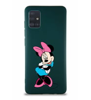 Samsung Galaxy M31S Soft Premier Kapak Minnie Mouse-D Tasarımlı Silikon Kılıf - Yeşil (Şeffaf)