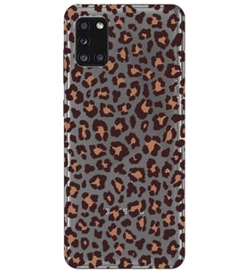 Samsung Galaxy A31 Uyumlu Leopar Desenli Şeffaf Telefon Kılıfı